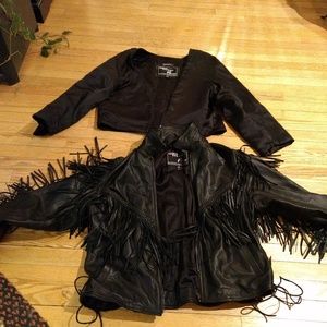 Womens Motorcycle Black Leather Jacket With Fringe